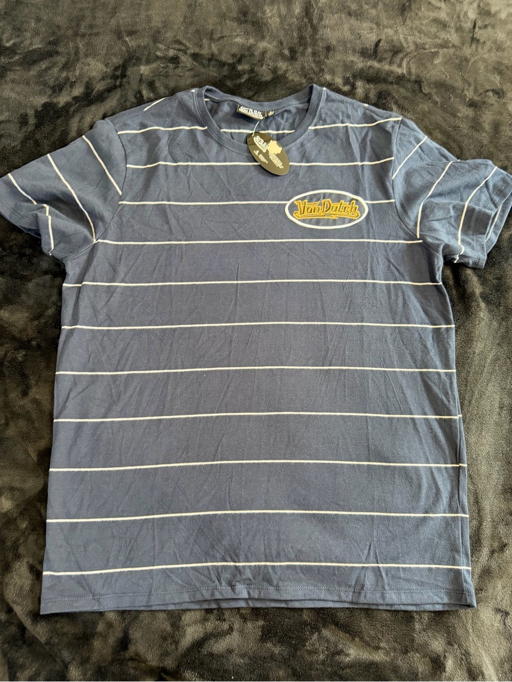 Von Dutch Navy Stripe Crew Neck T‑Shirt L/G
